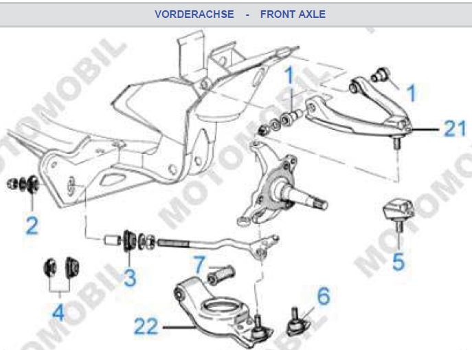 Zeichnung der Vorderachse / Drawing of the front axle